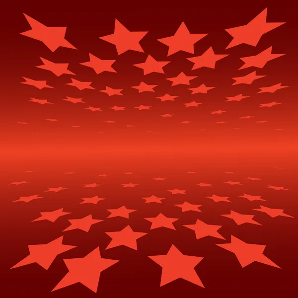 Abstract Background Red Stars Perspective Effect — Stock Vector