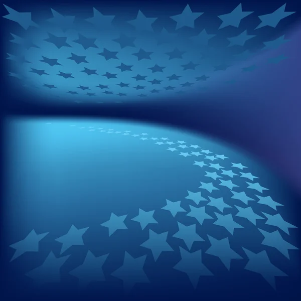 Abstraites Étoiles Fond Bleu Avec Effet Perspective — Image vectorielle