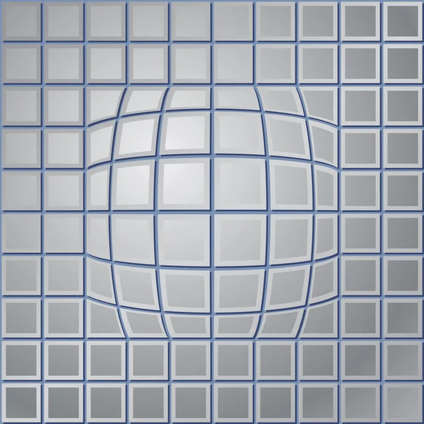 Ocelové Abstraktní Pozadí Čtverce Fisheye Efekt — Stockový vektor