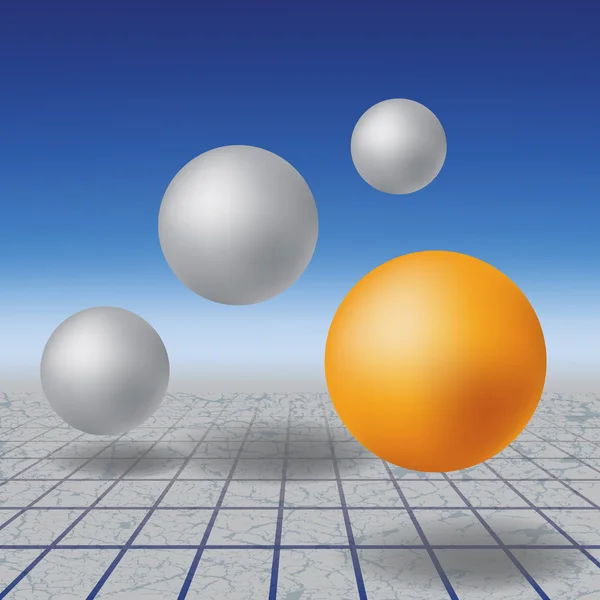 抽象背景球在灰色裂纹方块 — 图库矢量图片