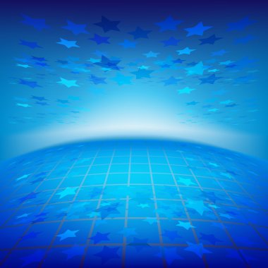 abstract illustration with stars on a blue background clipart