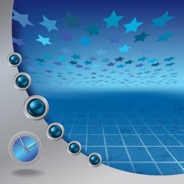 abstract layout with clock and buttons on stars background clipart