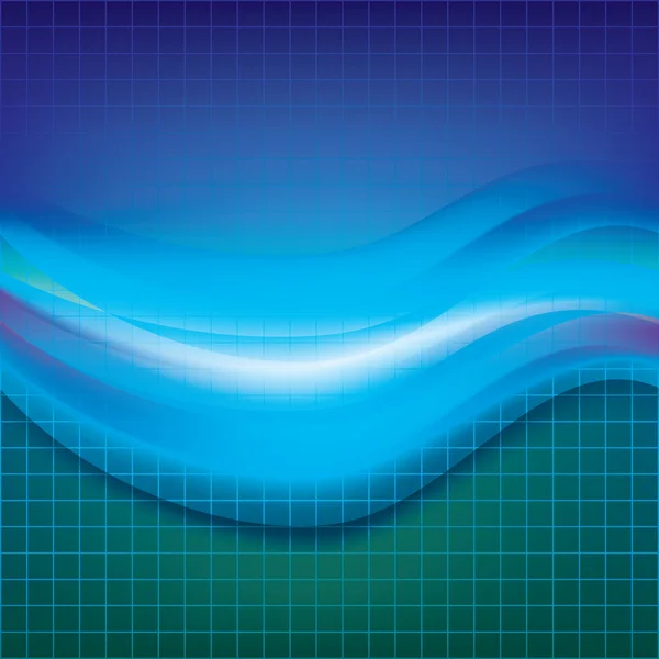 Abstract Green Background Squares Blue Waves — Stock Vector