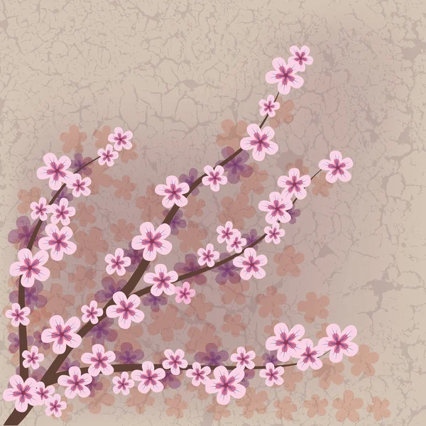 Abstraktní Květinové Ilustrace Květinami Popraskané Pozadí — Stockový vektor
