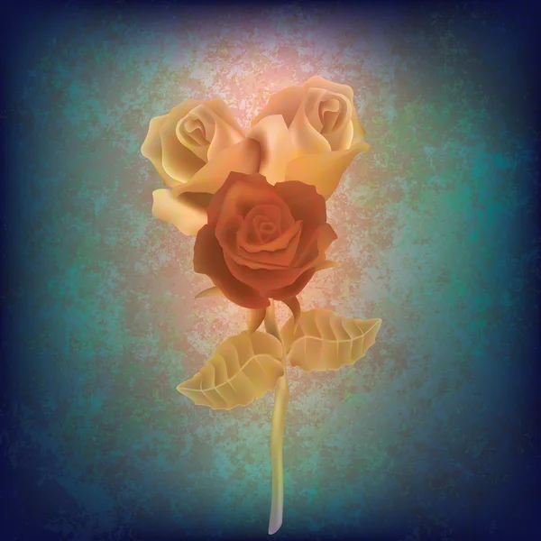 Illustration florale abstraite avec des roses sur fond sale — Image vectorielle