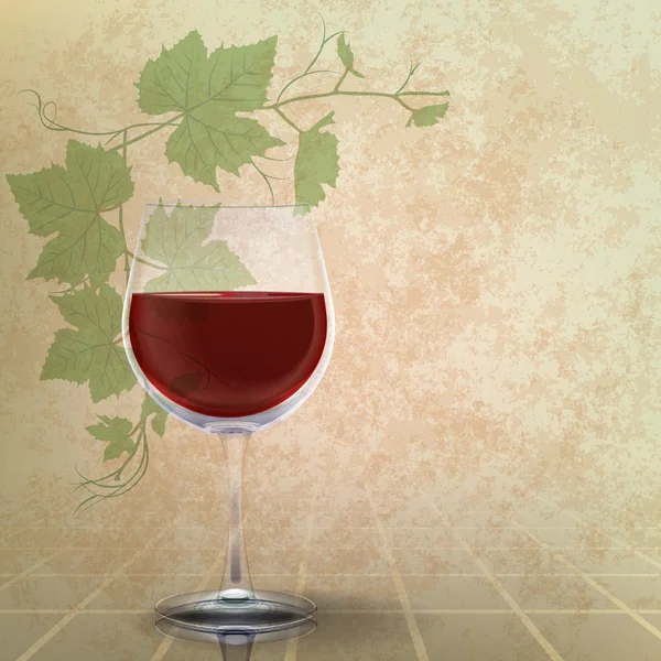 ワイングラスを持つ抽象グランジ イラスト — ストックベクタ
