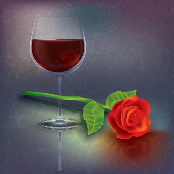 Illustration grunge abstraite avec verre à vin — Image vectorielle
