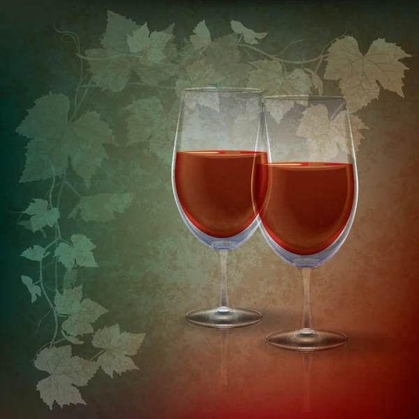 Illustration grunge abstraite avec verres à vin — Image vectorielle