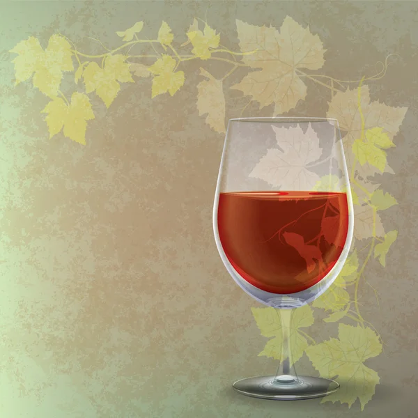 Illustrazione grunge con bicchiere da vino su verde — Vettoriale Stock