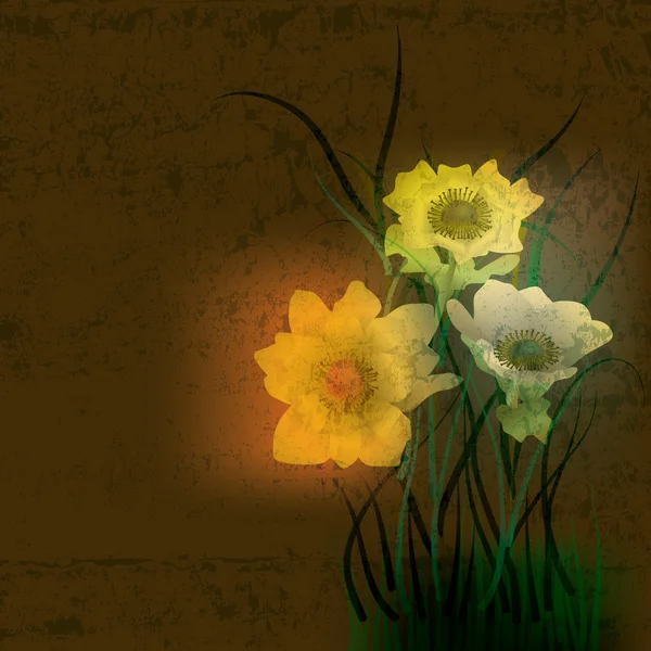 Ilustración grunge abstracta con flores — Archivo Imágenes Vectoriales