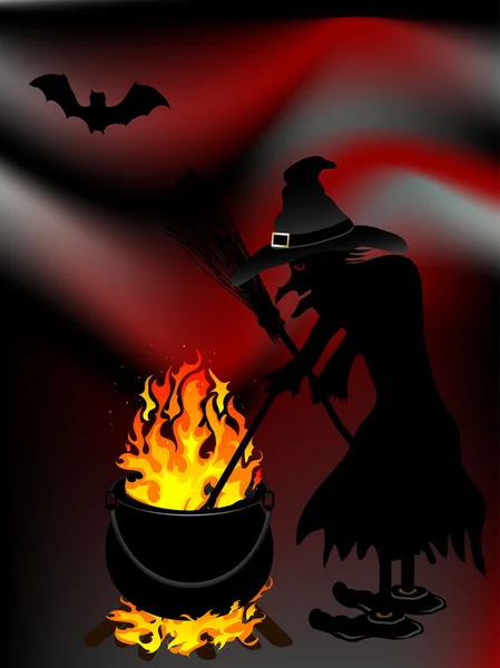 Witch cooking — Stock Vector