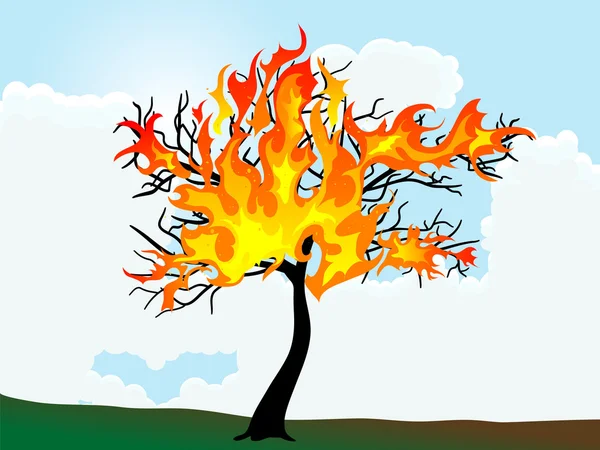 燃烧的树 — 图库矢量图片