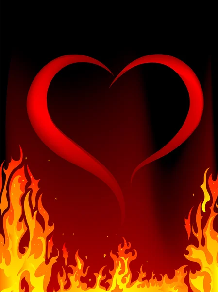 Flammendes Herz — Stockvektor