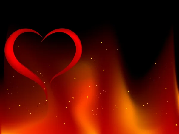 Flammande hjärta — Stock vektor