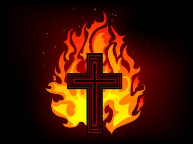 Cross in fire clipart