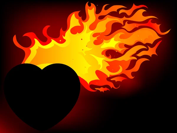 Flammande hjärta — Stock vektor
