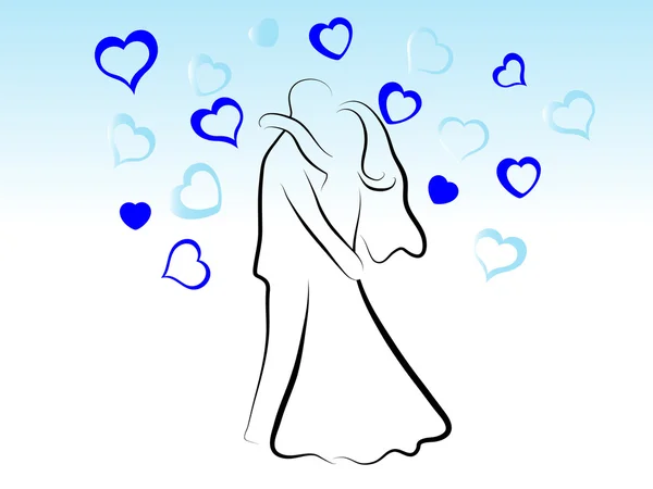 Düğün çift öpüşme — Stok Vektör