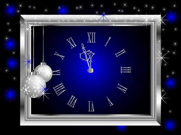 Zegar srebrny nowy rok — Wektor stockowy
