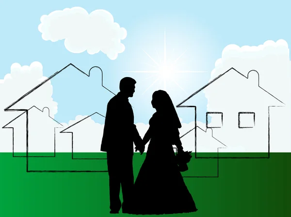 New Beginning Wedding Couple — Stock Vector
