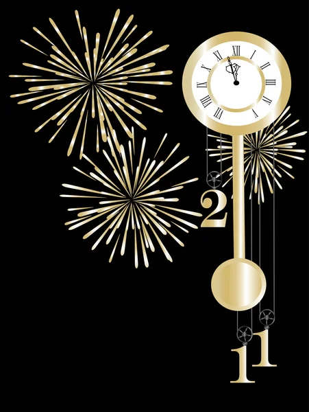 Ρολόι Νέο Έτος Χρυσό Και Μαύρο — Διανυσματικό Αρχείο