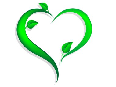 Green floral heart with leaves clipart