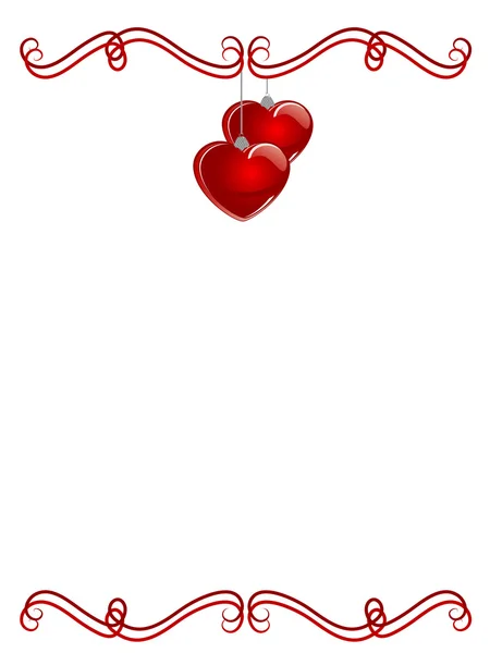 在白色背景的红色心脏与边界 — 图库矢量图片