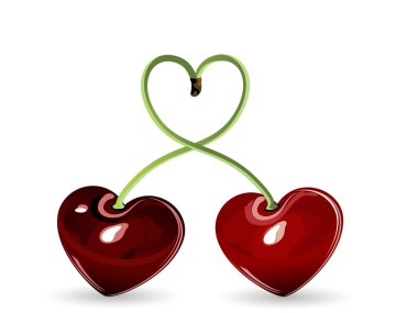 Two red cherries in love clipart