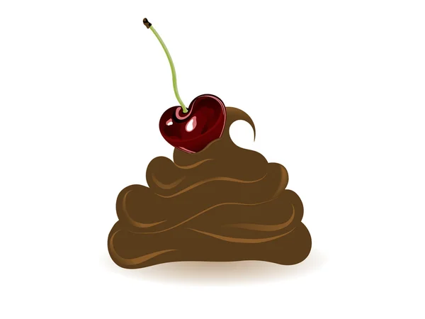 Schokoladencreme Mit Frischer Kirsche — Stockvektor