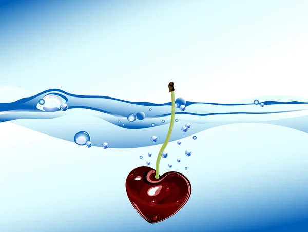Körsbär i vatten — Stock vektor