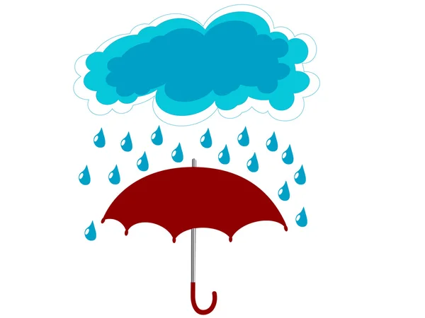 Parapluie Rouge Sous Pluie Illustration Vectorielle — Image vectorielle