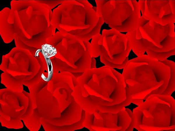 Τριαντάφυλλα και δαχτυλίδι — Διανυσματικό Αρχείο