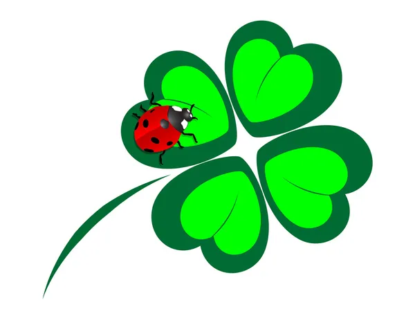 Four Leaf Clover Ladybug — Stock Vector