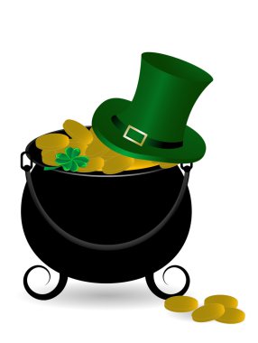 St.Patrick'ın kazan altın para ile
