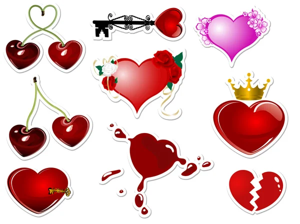 Колекція Сердець Валентинки Наклейки — стоковий вектор