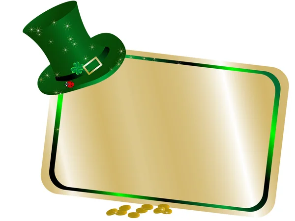緑の帽子とゴールデン名前タグ — ストックベクタ