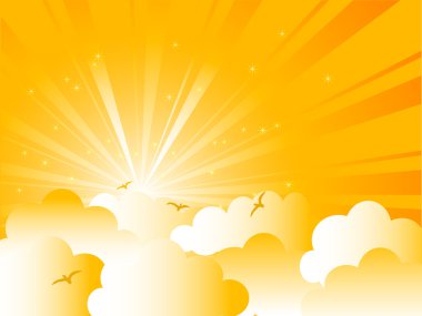 Abstract yellow sky with clouds clipart