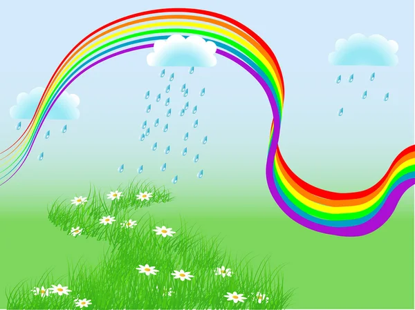 Rainbow over tuin — Stockvector