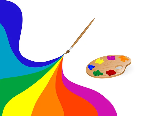 Palet en regenboog — Stockvector