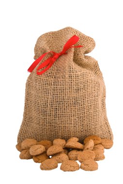Bag for Pepernoten (gingernuts) Dutch biscuits specialty for Sinterklaas holliday clipart