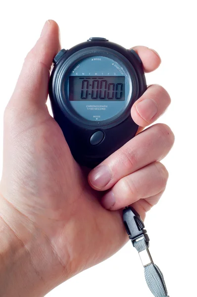 Mano sosteniendo un cronómetro — Foto de Stock