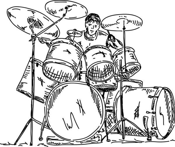 Drummer playing — Stock Vector
