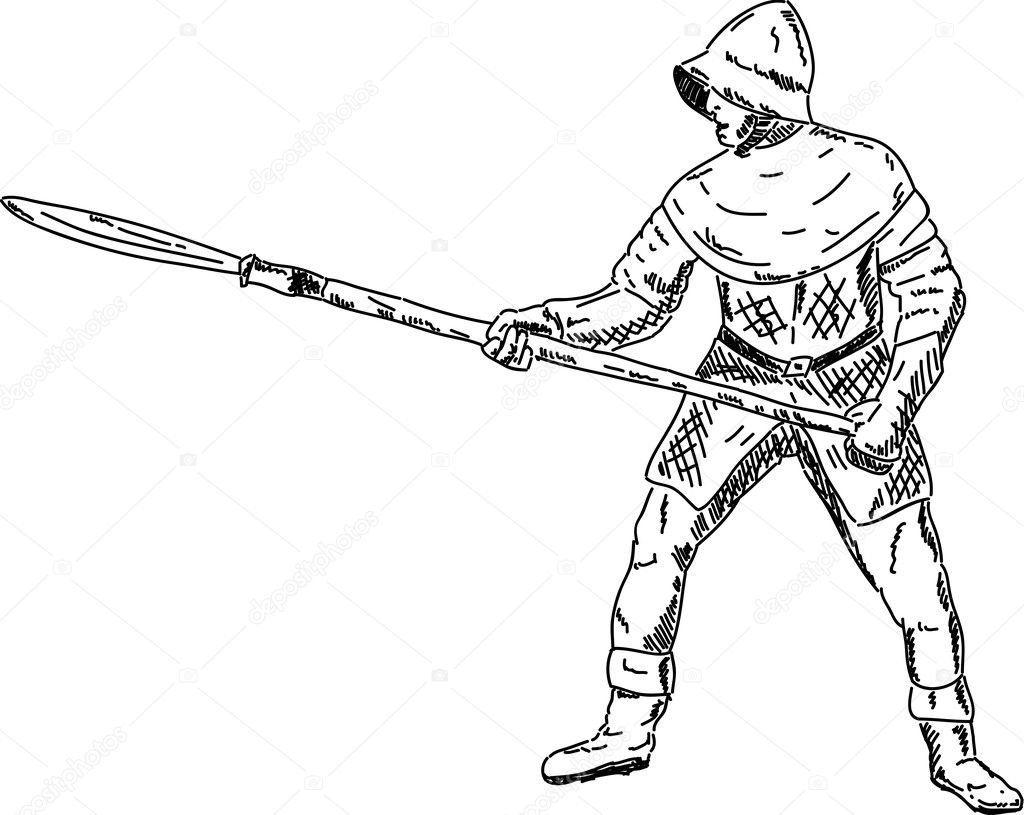 Vector - Knight with spear isolated on background