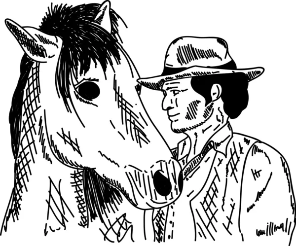 Ló a cowboy — Stock Vector