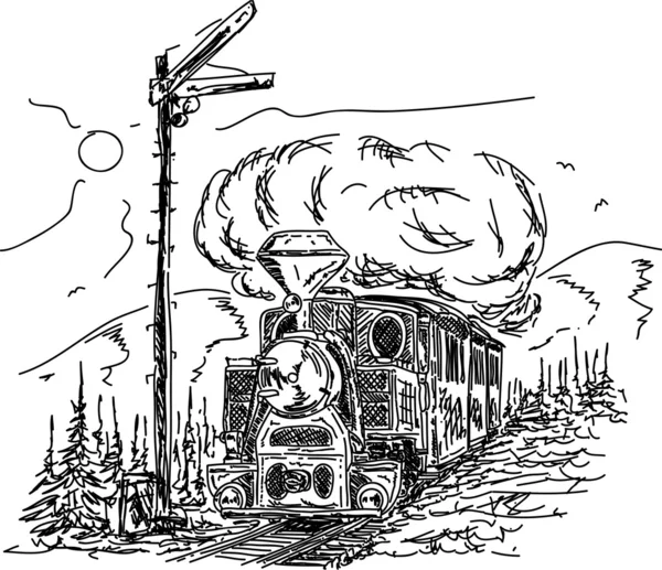 Moteur à vapeur vintage — Image vectorielle