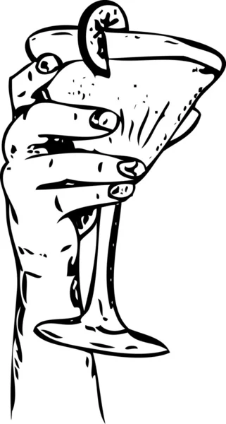 Рука со стеклом — стоковый вектор
