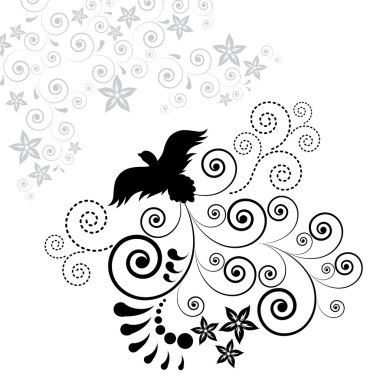 Background with a flying bird. clipart