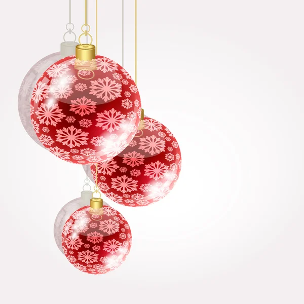 Різдвяні кульки на золотих струнах на світлому фоні — стоковий вектор