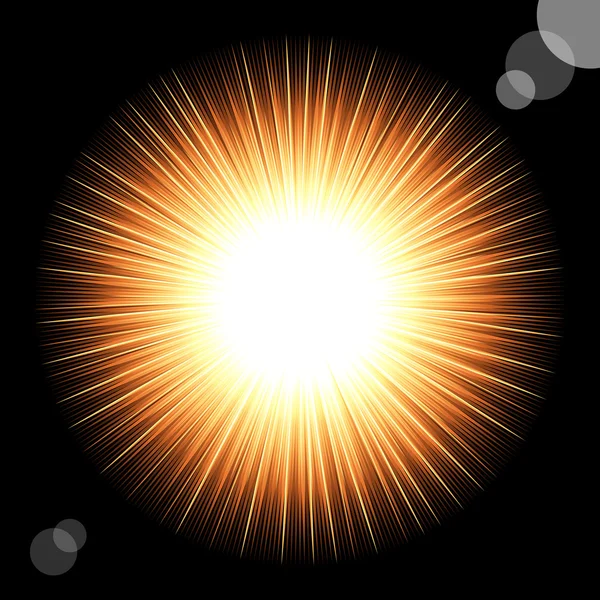 Siyah kozmik gökyüzünde güneş. vektör çizim — Stok Vektör