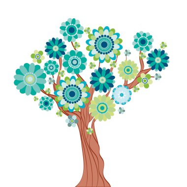 Abstract tree made of flowers. Vector illustration clipart