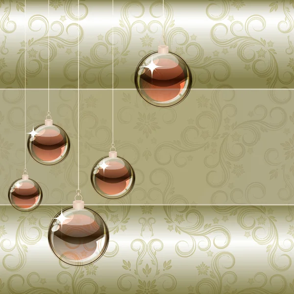 Fond de Noël avec boules transparentes — Image vectorielle